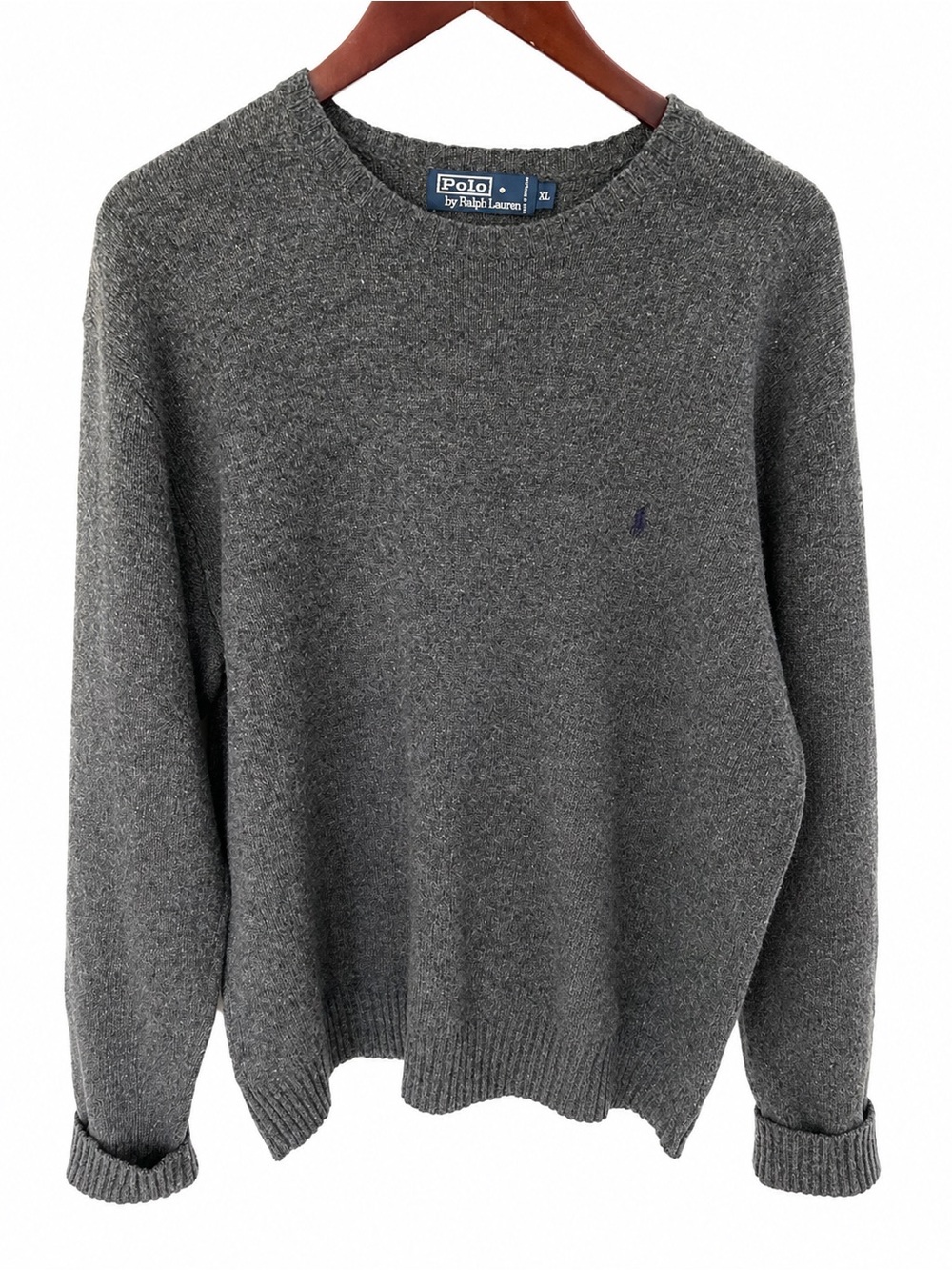 Polo by Ralph Lauren Preppy Men's Gray Crewneck Sweater 100% Lambswool
